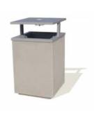 CESTONE GETTACARTE MONOBLOCCO QUADRATO IN CEMENTO COLORE BIANCO PIETRA - TETTUCCIO RIBALTABILE E REGGISACCO - CM 50x50x100H