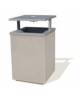 CESTONE GETTACARTE QUADRATO IN CEMENTO COLORE GRIGIO SABBIATO - TETTUCCIO RIBALTABILE E REGGISACCO - CM 50x50x100H - CAM