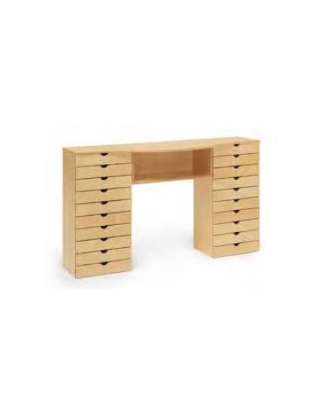 CASSETTIERA A 20 CASSETTI IN LEGNO MULTISTRATO DI BETULLA - cm 136x25x81,5H