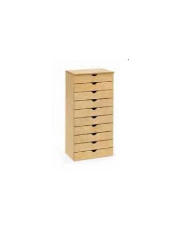 MODULO AGGIUNTIVO A 10 CASSETTI PER CASSETTIERA IN LEGNO MULTISTRATO DI BETULLA - cm 38x25x81,5H