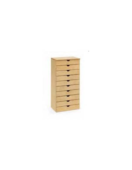 MODULO AGGIUNTIVO A 10 CASSETTI PER CASSETTIERA IN LEGNO MULTISTRATO DI BETULLA - cm 38x25x81,5H