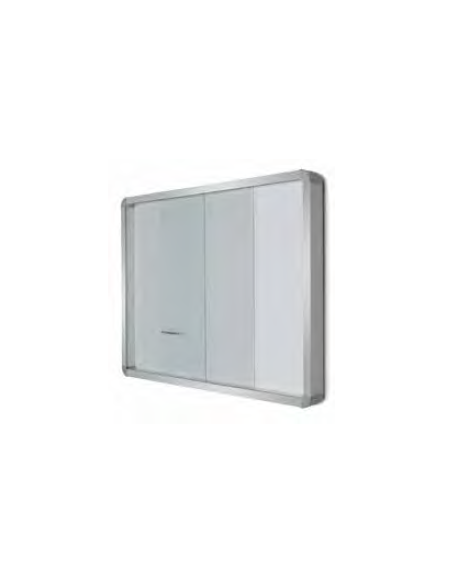 BACHECA IN ALLUMINIO ANTE SCORREVOLI IN VETRO CON FONDO MAGNETICO - cm 60x45H