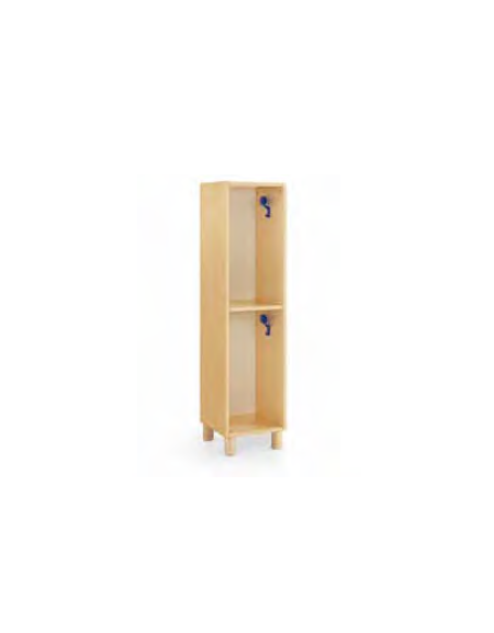 ARMADIO SPOGLIATOIO 4 POSTI (2+2) CON 2 SCOMPARTI SOVRAPPOSTI A GIORNO STRUTTURA NOBILITATO LARICE - cm 36x41x148H