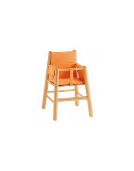 SEGGIOLONE ETA' 0/1 ANNI IN LEGNO MASSELLO CON IMBOTTITURA IN ECOPELLE IGNIGUGO 1IM COLORI A SCELTA - cm 38x49x33/62,5H