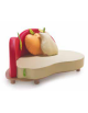 DIVANO TUTTI FRUTTI CON 2 CUSCINI RIMOVIBILI STUTTURA LEGNO E RIVESTIMENTO ECOPELLE IGNIFUGO 1IM  COLORI A SCELTA - cm 140x95x24