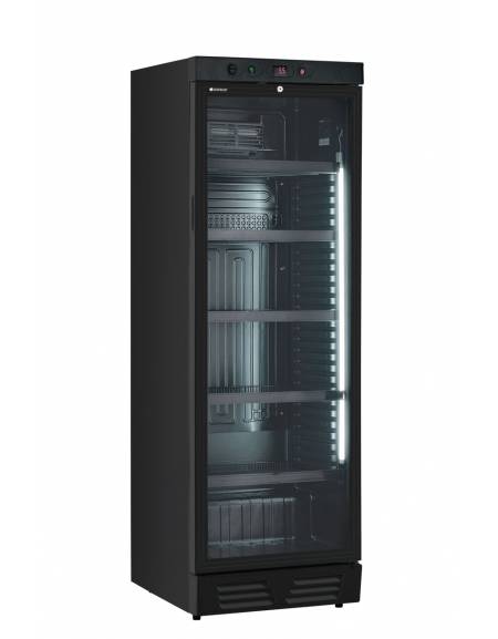 Vetrina refrigerata per bibite colore nero - Temperatura 0° +10°C - Capacità lorda Litri 390 - cm 59,5x65,5x183h