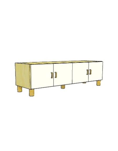MOBILE CONTENITORE 4 ANTE - COLORE A SCELTA - STRUTTURA NOBILITATO BETULLA - cm 138x41x44H