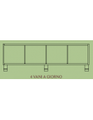 MOBILE CONTENITORE 4 VANI A GIORNO STRUTTURA NOBILITATO BETULLA O LARICE - cm 138x41x44H