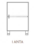 MOBILE CONTENITORE 1 ANTA - COLORE A SCELTA - 2 VANI INTERNI, STRUTTURA NOBILITATO BETULLA O LARICE - cm 53x41x80H