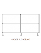 MOBILE CONTENITORE 4 VANI A GIORNO, STRUTTURA NOBILITATO BETULLA O LARICE - cm 138x41x80H