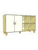 MOBILE CONTENITORE 2 ANTE COLORE A SCELTA + 4 VANI A GIORNO, STRUTTURA NOBILITATO BETULLA O LARICE - cm 138x41x80H