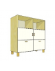 MOBILE 2 ANTE E 2 CASSETTI COLORE A SCELTA + 2 VANI A GIORNO, STRUTTURA NOBILITATO BETULLA O LARICE - cm 104x41x114H