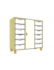 MOBILE CONTENITORE CON 12 CASSETTE IN PLASTICA E 1 ANTA COLORE A SCELTA, STRUTTURA NOBILITATO BETULLA O LARICE - cm 104x41x114H