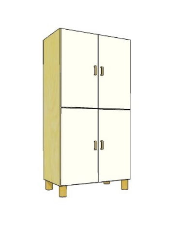 MOBILE CONTENITORE 4 ANTE COLORE A SCELTA E 4 VANI INTERNI, STRUTTURA NOBILITATO BETULLA O LARICE - cm 70x41x148H