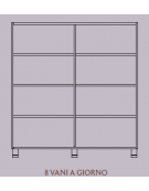 MOBILE CONTENITORE 8 VANI A GIORNO, STRUTTURA NOBILITATO BETULLA O LARICE - cm 138x41x148H