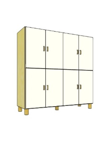 MOBILE CONTENITORE 8 ANTE COLORE A SCELTA E 8 VANI INTERNI, STRUTTURA NOBILITATO BETULLA O LARICE - cm 138x41x148H
