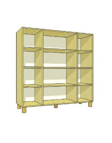 MOBILE CONTENITORE 12 VANI A GIORNO, STRUTTURA NOBILITATO BETULLA O LARICE - cm 138x41x148H