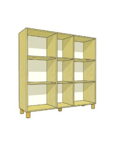 MOBILE CONTENITORE 9 VANI A GIORNO, STRUTTURA NOBILITATO BETULLA O LARICE - cm 138x41x148H