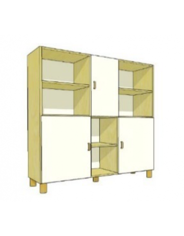 MOBILE CONTENITORE 3 ANTE - COLORE A SCELTA + 6 VANI A GIORNO, STRUTTURA NOBILITATO BETULLA O LARICE - cm 138x41x148H