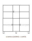 MOBILE CONTENITORE 3 ANTE - COLORE A SCELTA + 6 VANI A GIORNO, STRUTTURA NOBILITATO BETULLA O LARICE - cm 138x41x148H