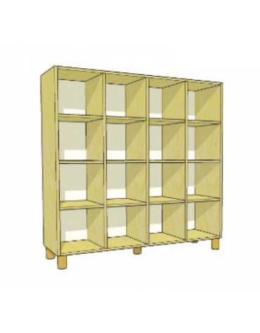 MOBILE CONTENITORE 16 VANI A GIORNO, STRUTTURA NOBILITATO BETULLA O LARICE - cm 138x41x148H