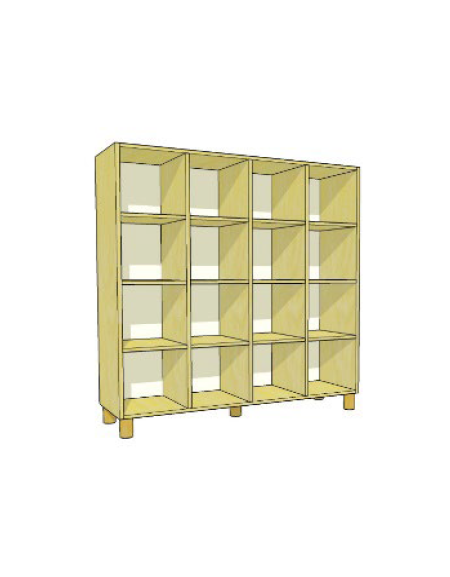 MOBILE CONTENITORE 16 VANI A GIORNO, STRUTTURA NOBILITATO BETULLA O LARICE - cm 138x41x148H