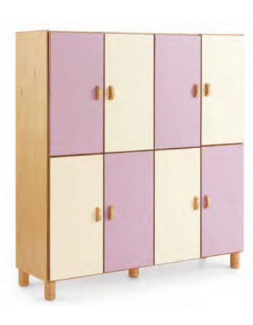 MOBILE CONTENITORE 8 ANTE COLORE A SCELTA E 8 VANI INTERNI, STRUTTURA NOBILITATO BETULLA O LARICE - cm 138x41x148H