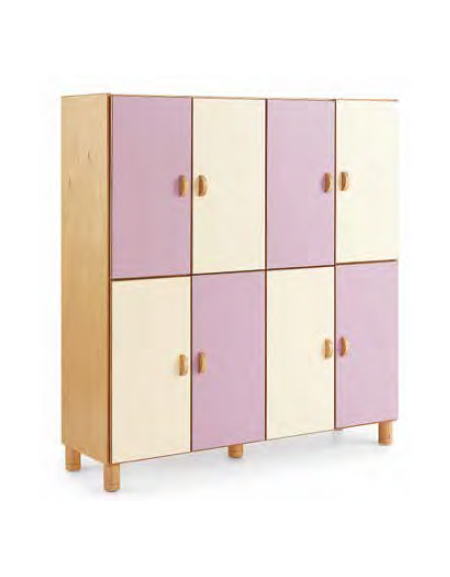 MOBILE CONTENITORE 8 ANTE COLORE A SCELTA E 8 VANI INTERNI, STRUTTURA NOBILITATO BETULLA O LARICE - cm 138x41x148H