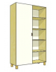 MOBILE CONTENITORE 1 ANTA COLORE A SCELTA + 5 VANI A GIORNO, STRUTTURA NOBILITATO BETULLA O LARICE - cm 104x41x196H