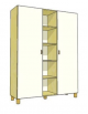 MOBILE CONTENITORE 2 ANTE COLORE A SCELTA + 5 VANI A GIORNO, STRUTTURA NOBILITATO BETULLA O LARICE - cm 138x41x196H