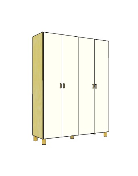 MOBILE CONTENITORE 4 ANTE - COLORE A SCELTA - 10 VANI INTERNI, STRUTTURA NOBILITATO BETULLA O LARICE - cm 138x41x196H