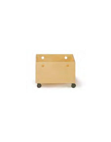 CASSETTA IN LEGNO SU RUOTE, INTERAMENTE IN LEGNO MULTISTRATI DI BETULLA - cm 45x37x30H