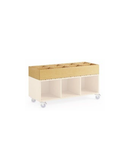 SOPRALZO PORTA LIBRI E MATERIALI A 8 VANI STRUTTURA NOBILITATO BETULLA O LARICE - cm 104x41x17H
