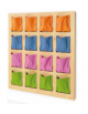 PANNELLO CON 16 TASCHE, STRUTTURA IN MULTISTRATI DI BETULLA, TASCHE ECOPELLE COLORI A SCELTA - cm 120x120H