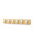 FASCIA APPENDIABITI CON POMOLI 6 POSTI, STRUTTURA IN MULTISTRATI DI BETULLA, POMOLI IN PLASTICA BIANCA - cm 120x15H