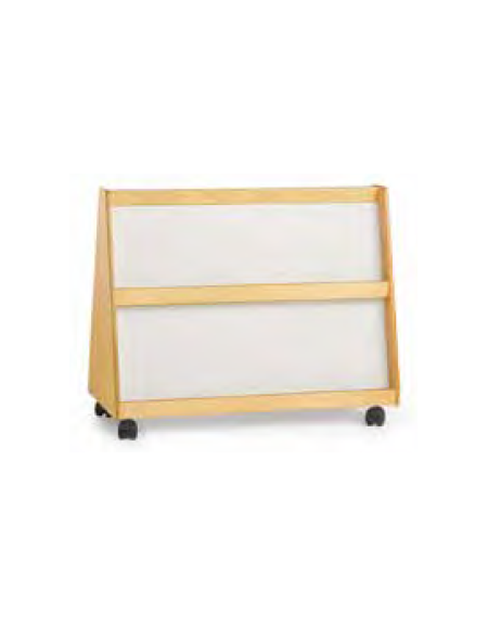 CARRELLO ESPOSITORE PICCOLO BIFRONTE SU RUOTE, STRUTTURA IN MULTISTRATI DI BETULLA - cm 88x40x65H