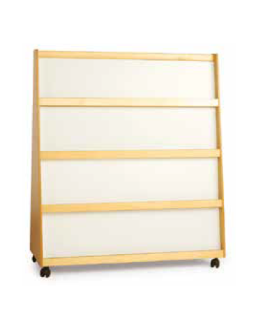 CARRELLO ESPOSITORE GRANDE BIFRONTE SU RUOTE, STRUTTURA IN MULTISTRATI DI BETULLA - cm 122x51x114H