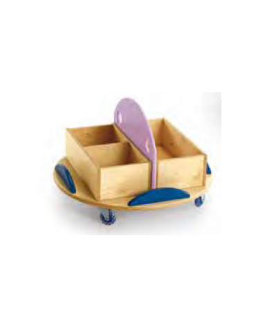 CARRELLINO PORTA LIBRI 2 VANI PICCOLI + 1 VANO GRANDE, IN MULTISTRATI DI BETULLA - cm Ø 75x15/34H