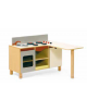 MOBILE GIOCO CUCINA CON LAVELLO, SNACK, STRUTTURA E RIPIANI IN LEGNO CON FINITURA NOBILIATO DI BETULLA - cm 104x41x56/71H
