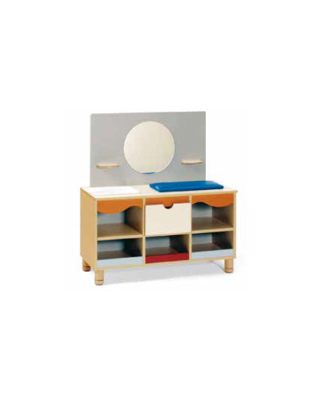 MOBILE GIOCO CAMBIO E FASCIATOIO CON SOPRALZO, STRUTTURA IN LEGNO CON FINITURA NOBILIATO DI BETULLA - cm 104x41x56/108H