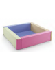 PISCINA QUADRATA 4 PEZZI CON TELO DI FONDO (PALLINE ESCLUSE) RIVESTIMENTO ECOPELLE IGNIFUGA 1IM COLORI A SCELTA - cm 200x200x50H