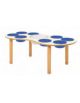 TAVOLO MANIPOLAZIONE ETA' 0/3 ANNI A 9 VASCHETTE PICCOLE E 1 GRANDE - GAMBE E PIANO IN LEGNO - cm 150x75x42H