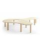 TAVOLO SINUOSO DENTRO-FUORI CON 1 GRANDE FORO ETA' 3/6 ANNI, PIANO IN MULTISTRATI DI BETULLA E GAMBE LEGNO - cm 261x199x52H