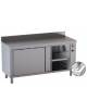Tavolo armadiato caldo inox con alzatina riscaldato ventilato con antine scorrevoli tamburate - Dimensioni cm 200x70x85/90h