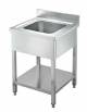 Lavatoio lavello inox con gambe quadre 1 vasca con ripiano di fondo - Dimensioni cm 60x70x85/90h