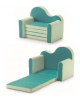 POLTRONETTO LETTINO RICHIUDIBILE A POLTRONA, RIVESTITO IN ECOPELLE IGNIFUGO 1IM COLORI A SCELTA - chiuso cm 72x48x55H