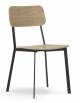 Sedia con struttura in metallo colore nero, seduta e schienale in legno multistrato cm 42x44x47/83h