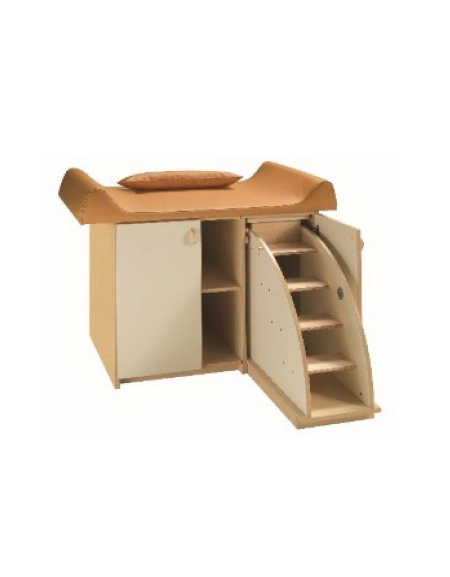 FASCIATOIO MONOPOSTO IN LEGNO CON SCALETTA A SCOMPARSA E PIANO IN ECOPELLE IGNIFUGA 1IM COLORI A SCELTA - cm 100x74x86H