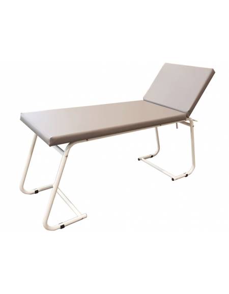 Lettino da visita medica con telaio in acciaio bianco - colore grigio - cm 180x61x75h