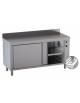 Tavolo armadiato inox caldo con alzatina riscaldato ventilato con antine scorrevoli tamburate - Dimensioni cm 160x60x85/90h